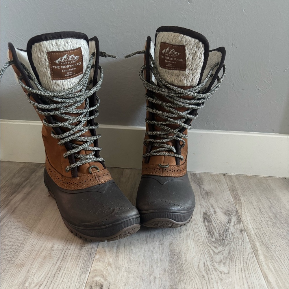 The North Face Tan and Black Winter Boots